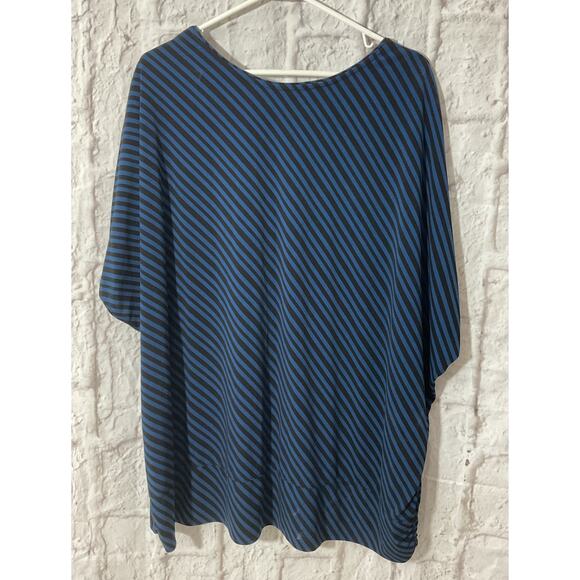 Lane Bryant Stretch Knit Top Dolman Sleeve Blue Black Striped Womens Plus 26/28 - Picture 4 of 5